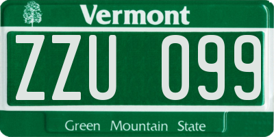 VT license plate ZZU099