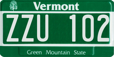 VT license plate ZZU102