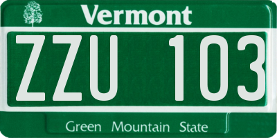 VT license plate ZZU103