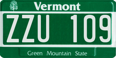 VT license plate ZZU109