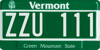 VT license plate ZZU111