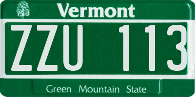 VT license plate ZZU113