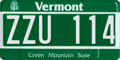VT license plate ZZU114
