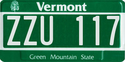 VT license plate ZZU117