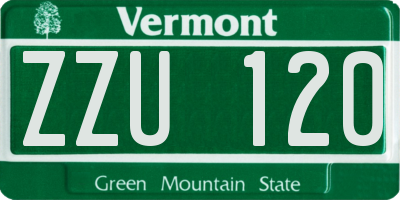 VT license plate ZZU120