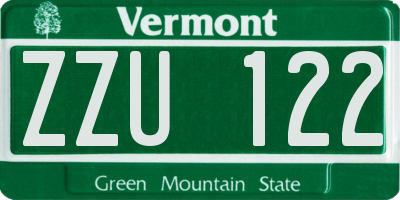 VT license plate ZZU122