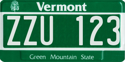 VT license plate ZZU123