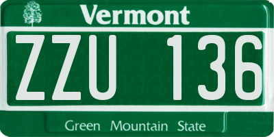VT license plate ZZU136