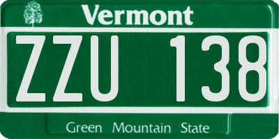 VT license plate ZZU138