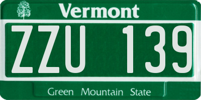 VT license plate ZZU139
