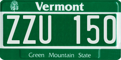 VT license plate ZZU150
