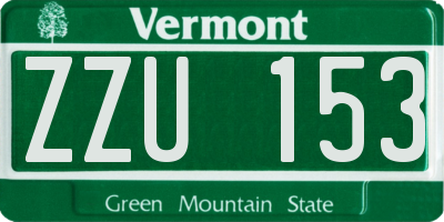 VT license plate ZZU153