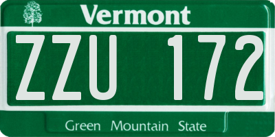 VT license plate ZZU172