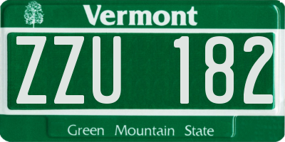 VT license plate ZZU182