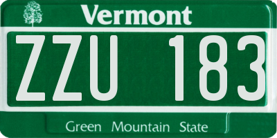VT license plate ZZU183