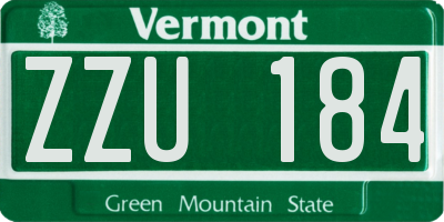 VT license plate ZZU184