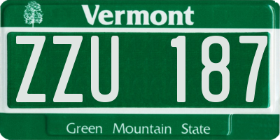 VT license plate ZZU187