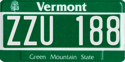 VT license plate ZZU188