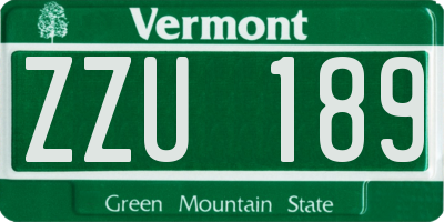 VT license plate ZZU189