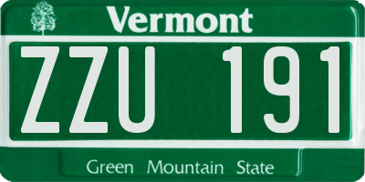 VT license plate ZZU191