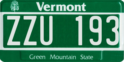 VT license plate ZZU193