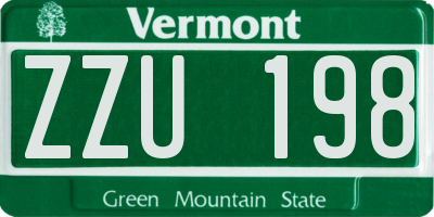 VT license plate ZZU198
