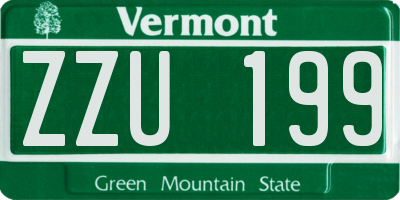 VT license plate ZZU199