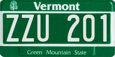 VT license plate ZZU201