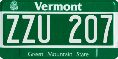 VT license plate ZZU207