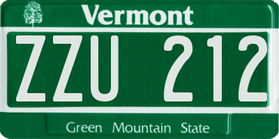 VT license plate ZZU212