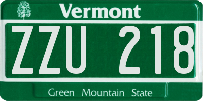 VT license plate ZZU218