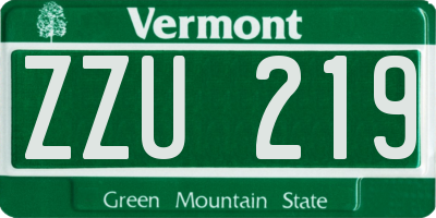 VT license plate ZZU219