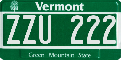 VT license plate ZZU222