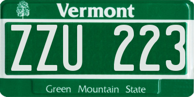 VT license plate ZZU223