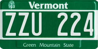 VT license plate ZZU224