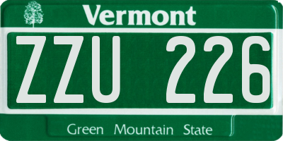 VT license plate ZZU226
