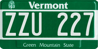 VT license plate ZZU227