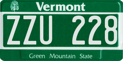 VT license plate ZZU228