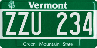 VT license plate ZZU234