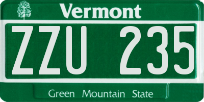 VT license plate ZZU235