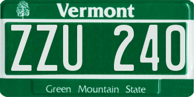 VT license plate ZZU240