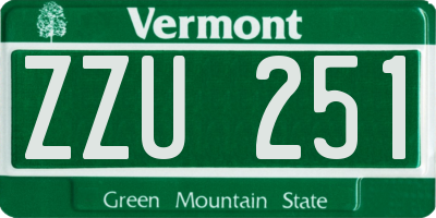VT license plate ZZU251