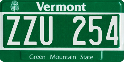 VT license plate ZZU254