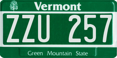 VT license plate ZZU257
