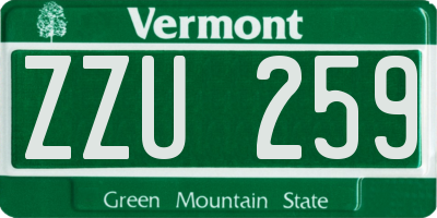 VT license plate ZZU259