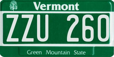 VT license plate ZZU260