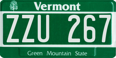 VT license plate ZZU267