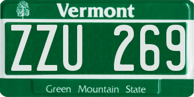 VT license plate ZZU269