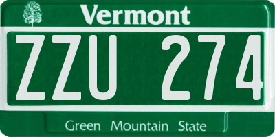 VT license plate ZZU274