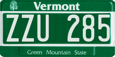 VT license plate ZZU285